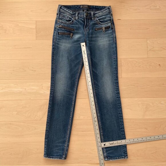Silver Jeans Co. Aiko High Pencil Skinny Jeans size 27 Blue Denim Zipper details - Picture 9 of 13